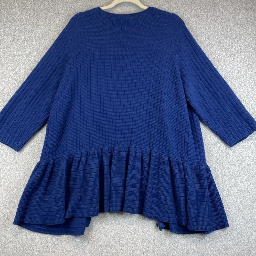 Lane Bryant full zip cardigan blue with peplum hem boho classic casual 22/24